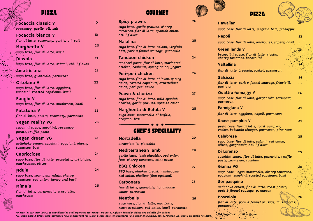 Menu, Oh Happy Day Pizza & Wine