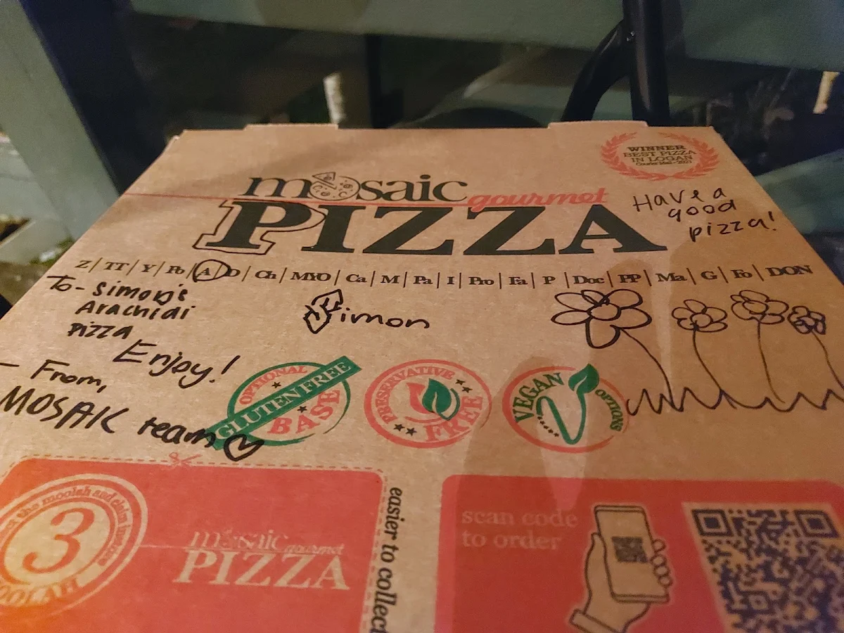 Menu, Mosaic Pizza