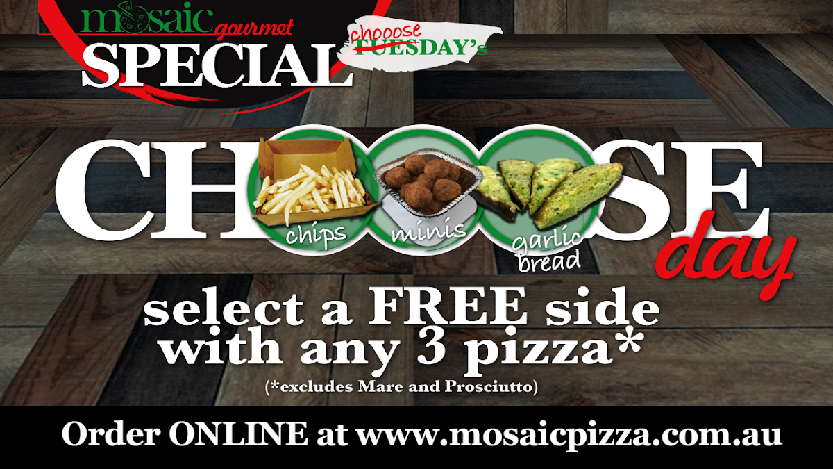 Menu, Mosaic Pizza