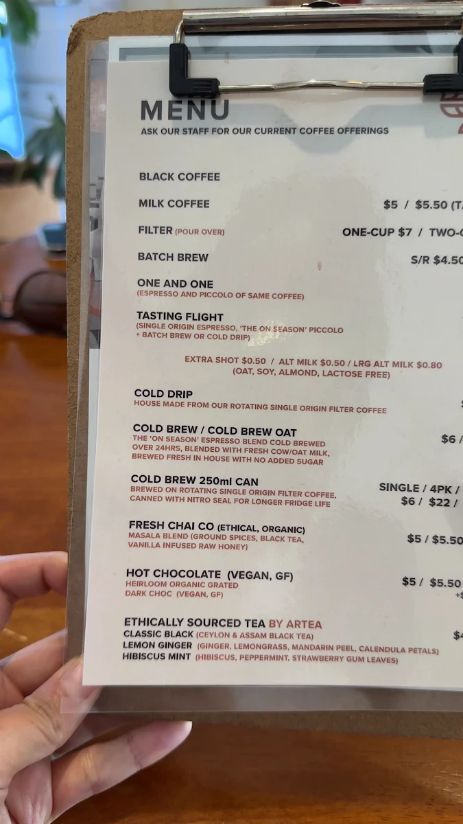 Menu, Slide Coffee House
