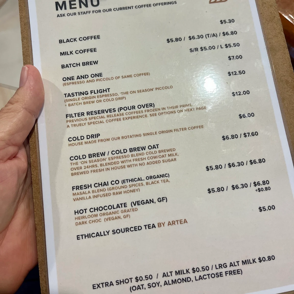 Menu, Slide Coffee House