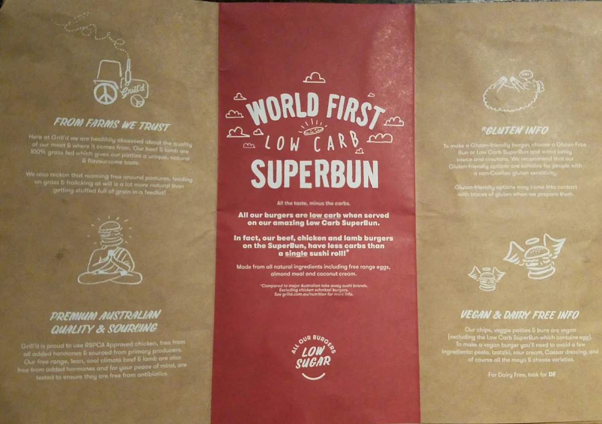Menu, Grill'd Burgers - North lakes