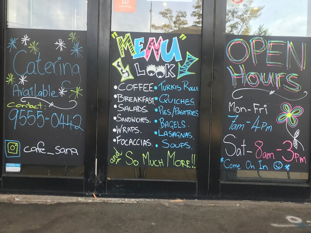 Menu, Cafe Sana