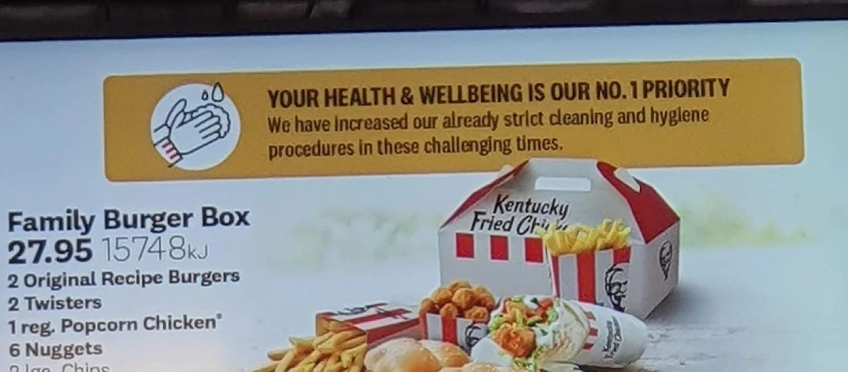 Menu, KFC Mt Pleasant