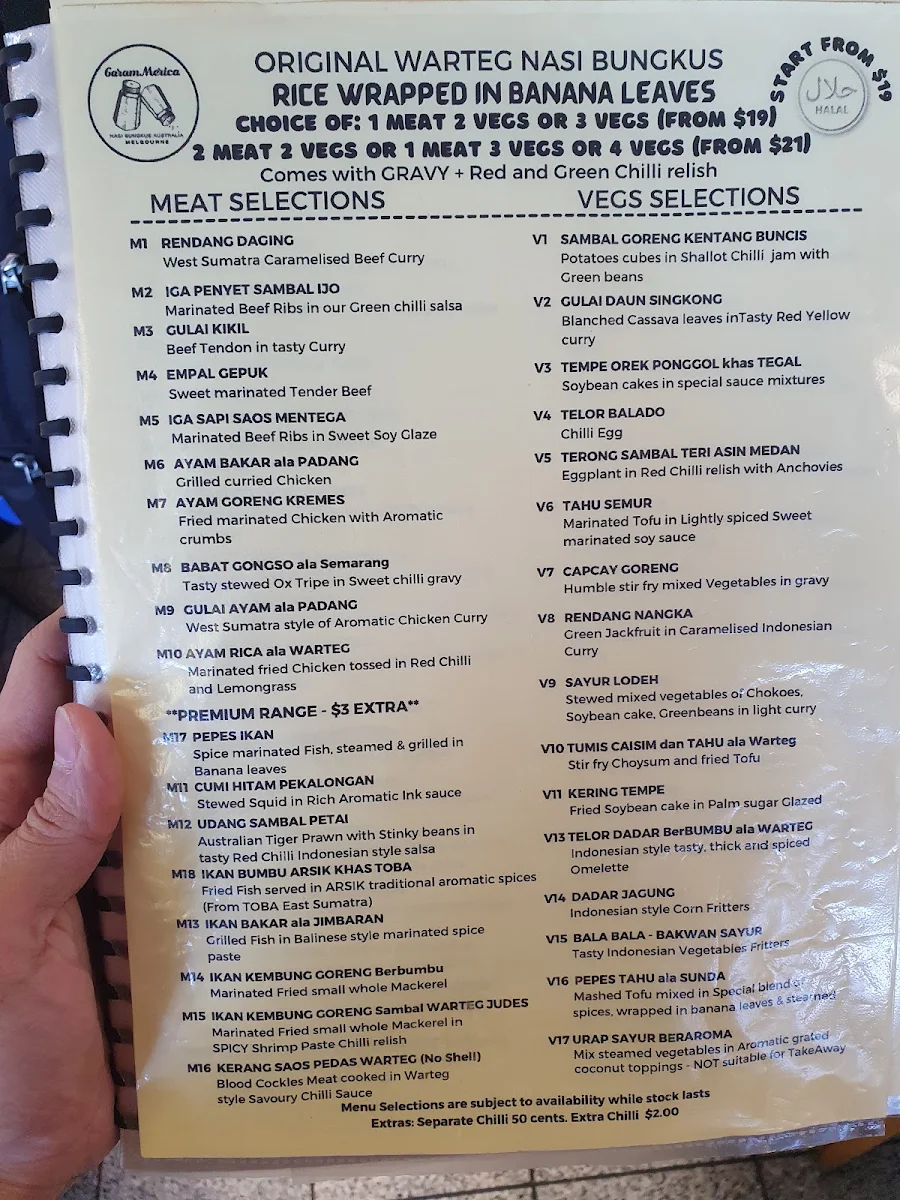 Menu, GaramMerica Original Warteg Nasi Bungkus Australia