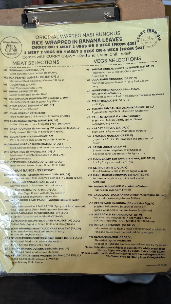 Menu, GaramMerica Original Warteg Nasi Bungkus Australia