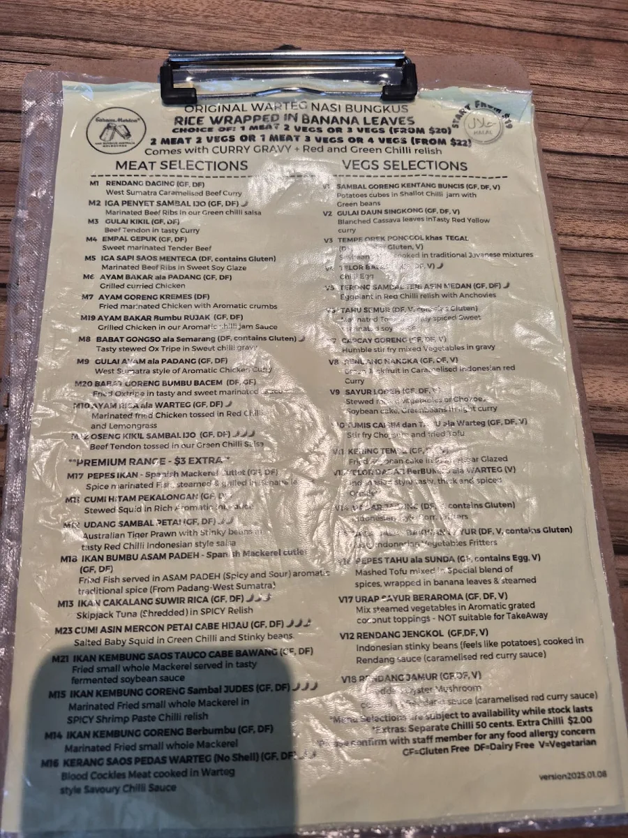 Menu, GaramMerica Original Warteg Nasi Bungkus Australia