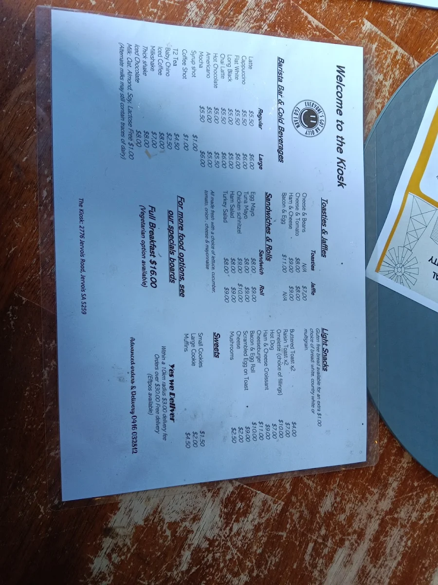 Menu, The Kiosk - Ego Farm