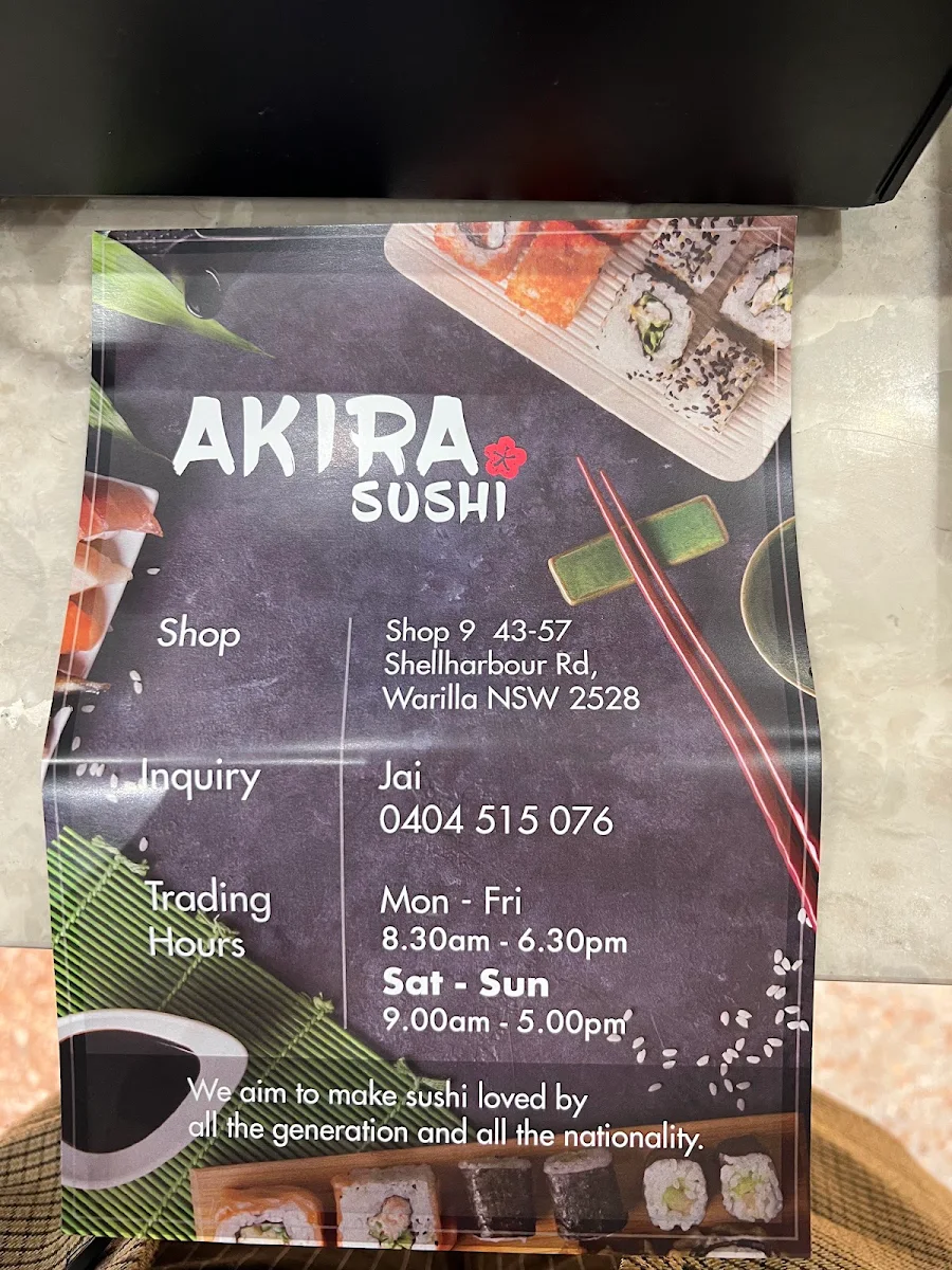 Menu, Akira Sushi