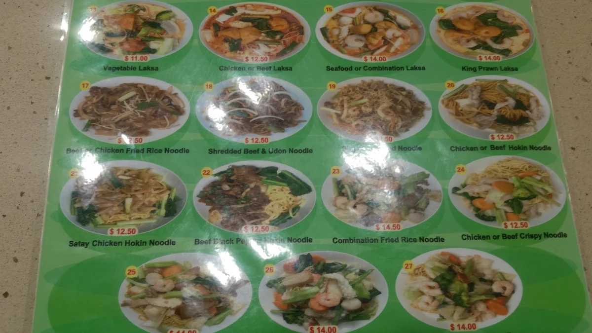 Menu, Tasty Noodle Bar
