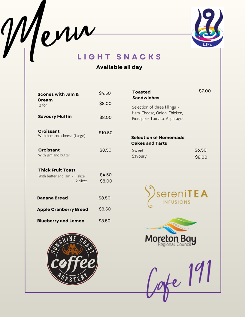 Menu, Cafe 191