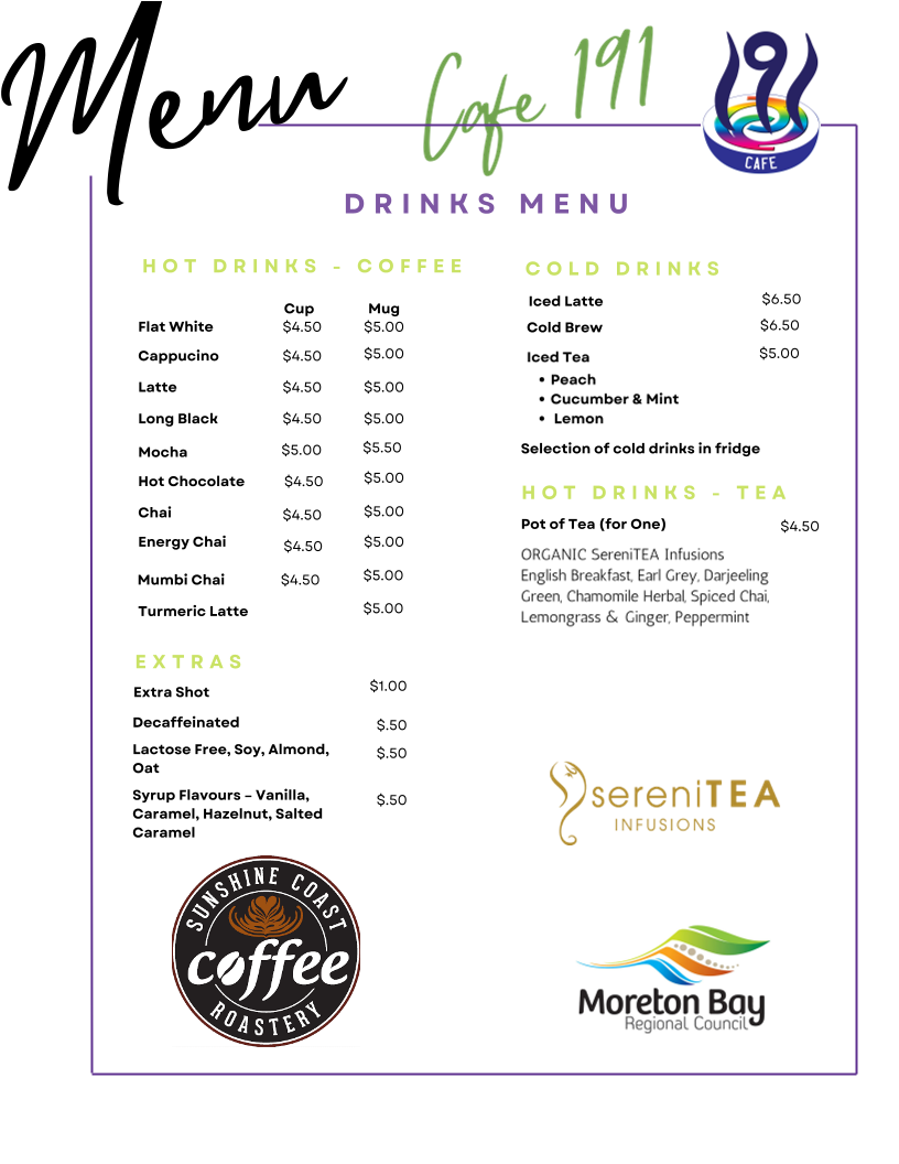 Menu, Cafe 191