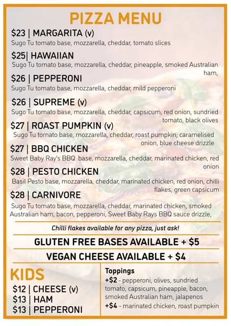 Menu, Craft Brew House