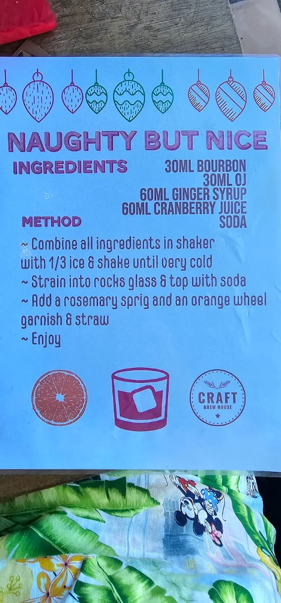 Menu, Craft Brew House