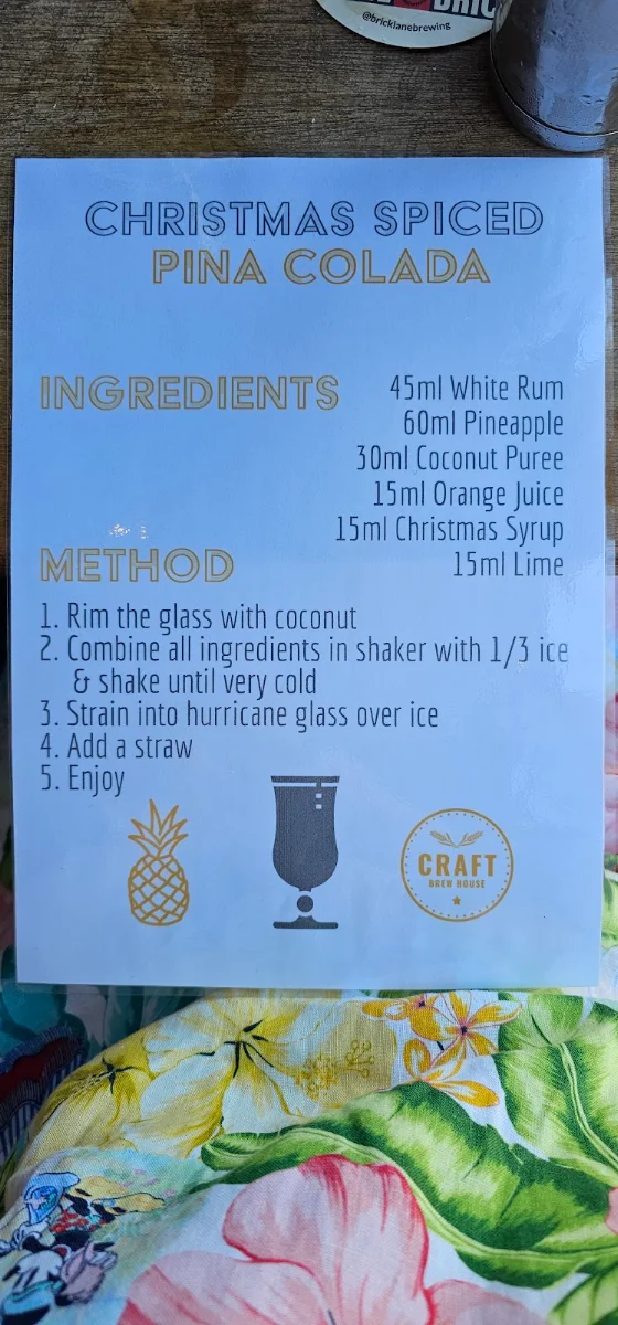 Menu, Craft Brew House