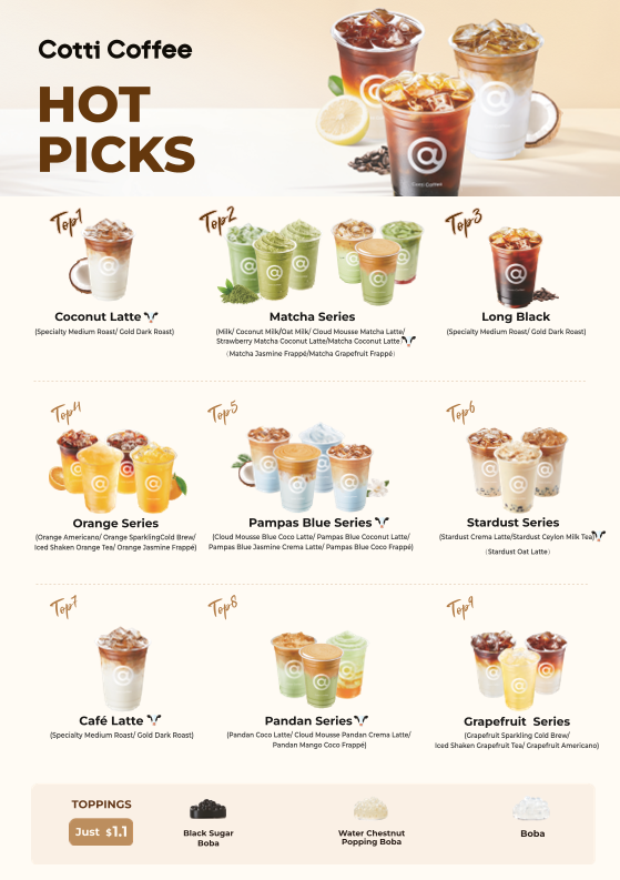 Menu, Cotti Coffee (Inala Plaza)