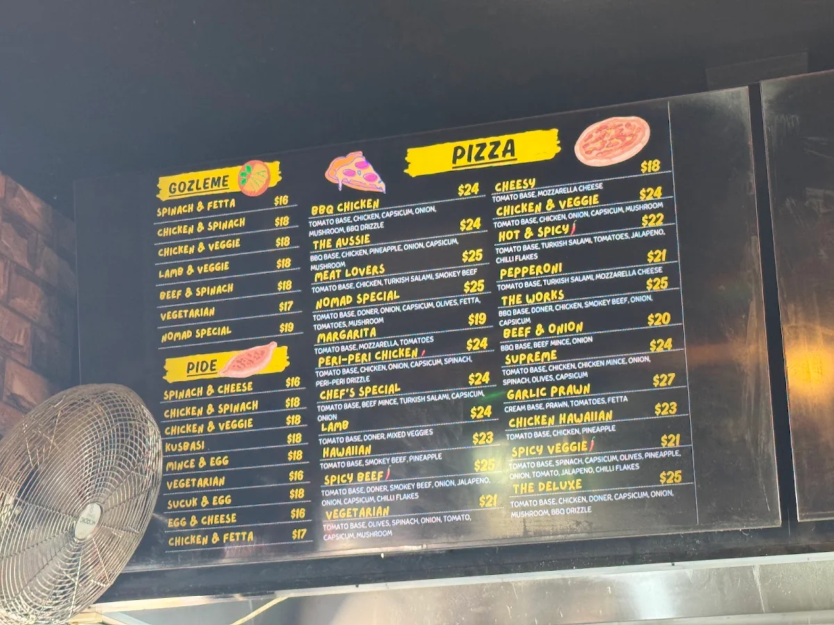Menu, Nomad Kebab & Pizza