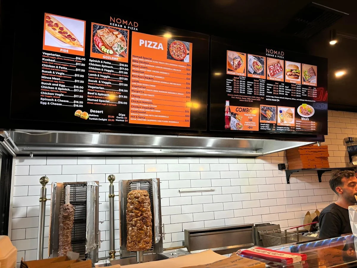Menu, Nomad Kebab & Pizza