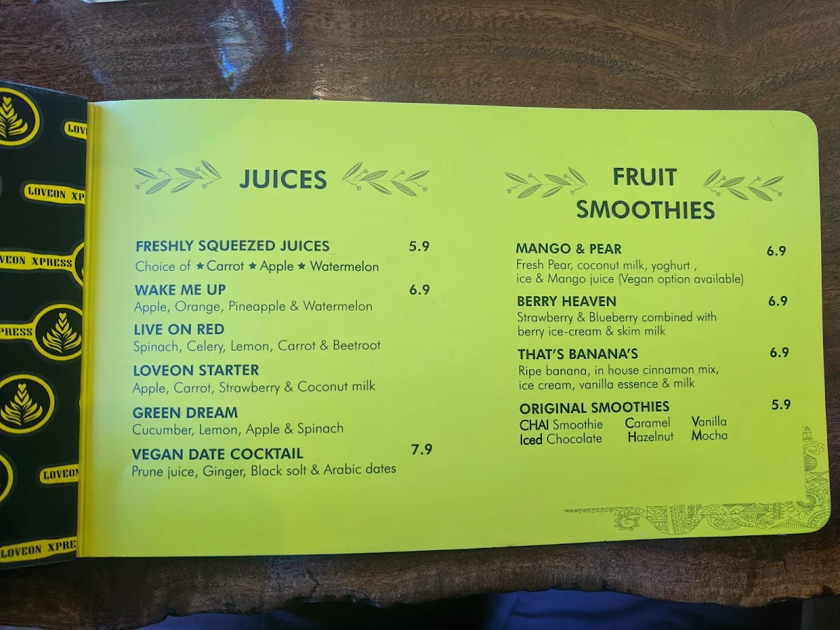 Menu, Loveon Xpress