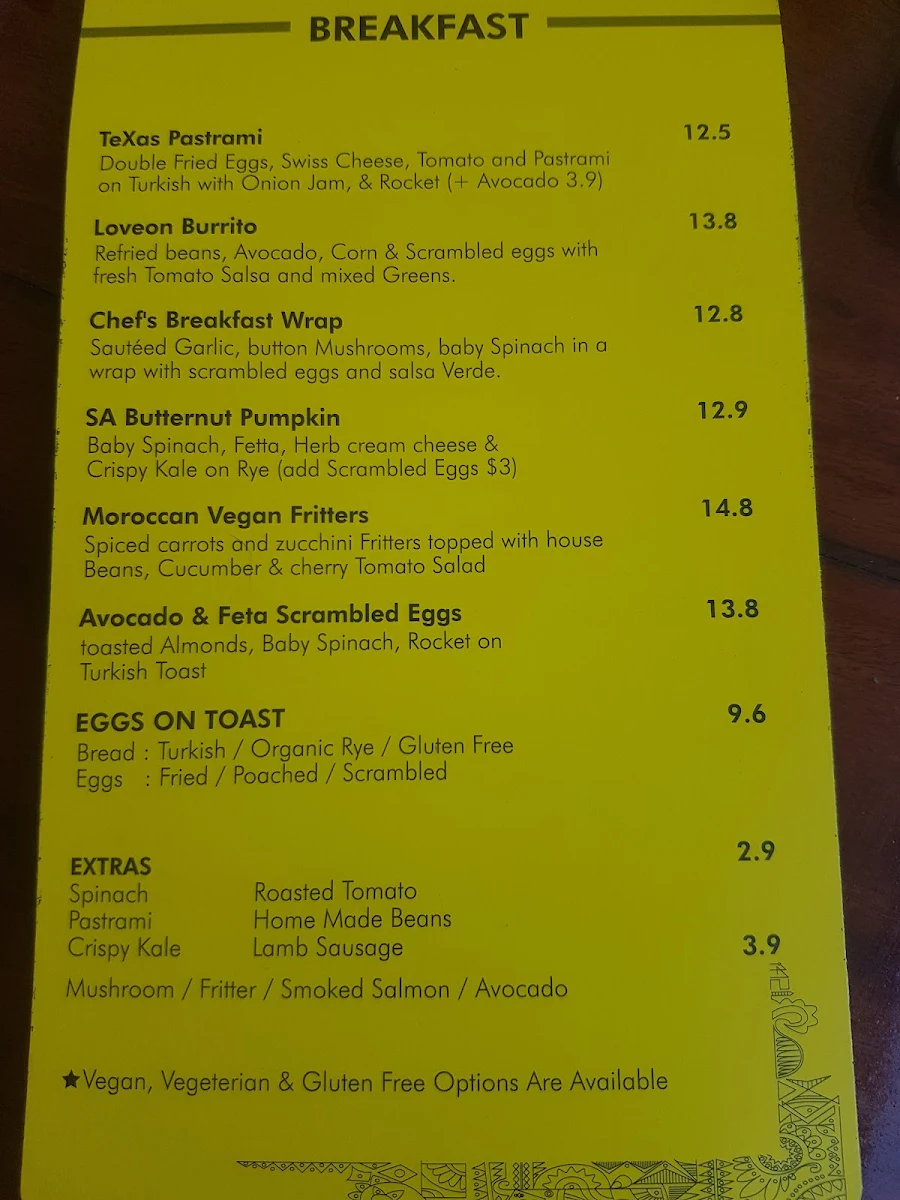 Menu, Loveon Xpress