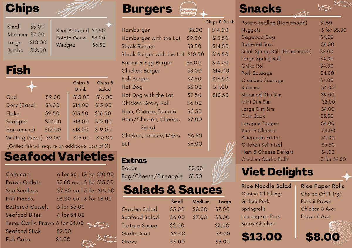 Menu, Fish On Richlands
