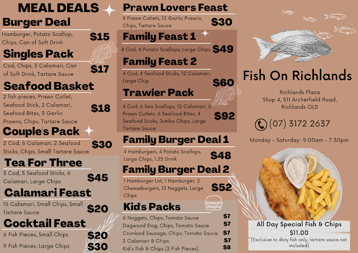 Menu, Fish On Richlands