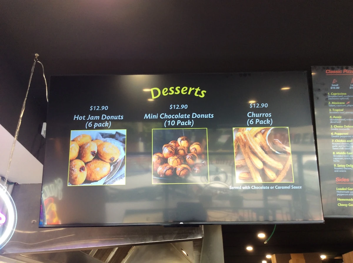Menu, Sultan Pizza