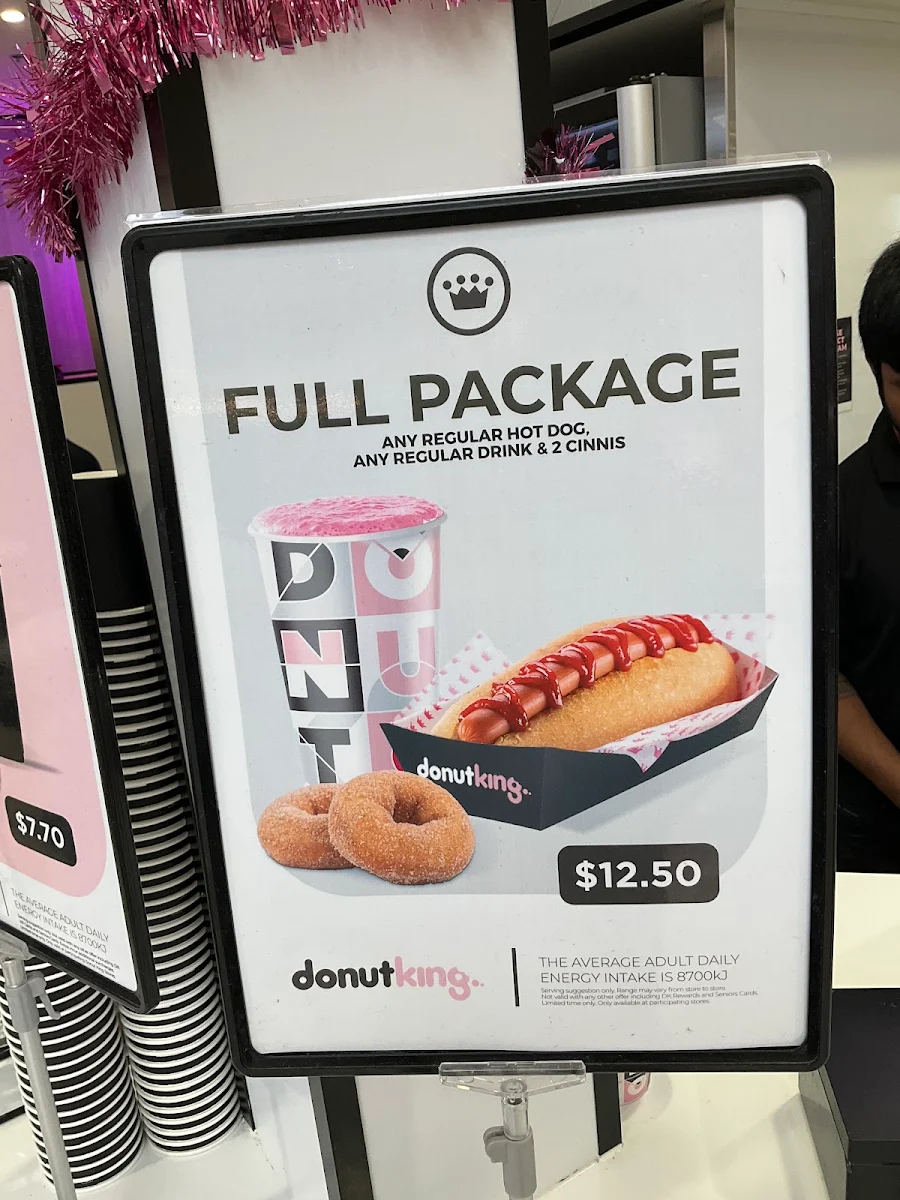 Menu, Donut King Stud Park