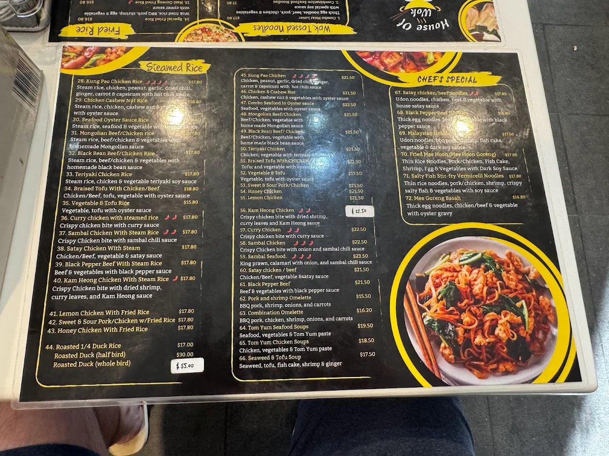 Menu, House Of Wok
