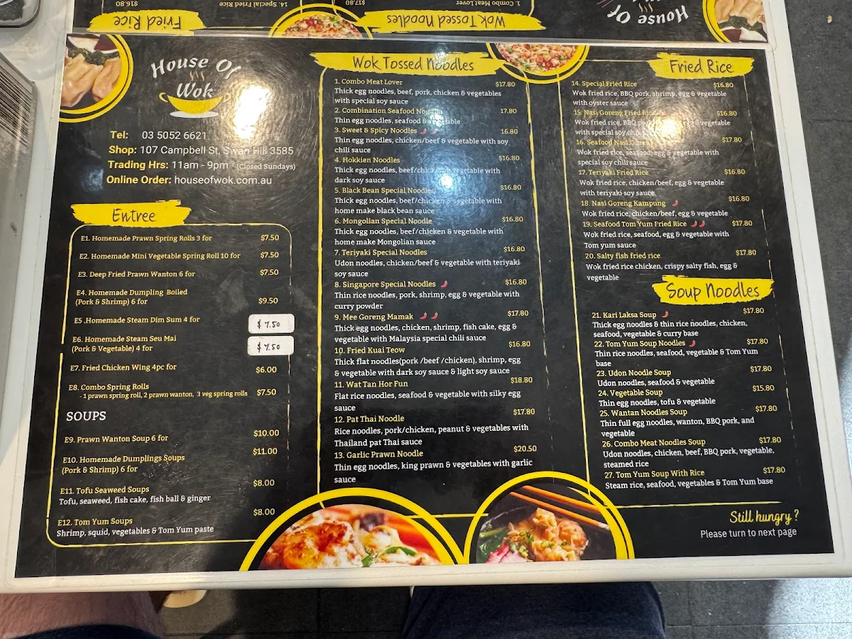 Menu, House Of Wok