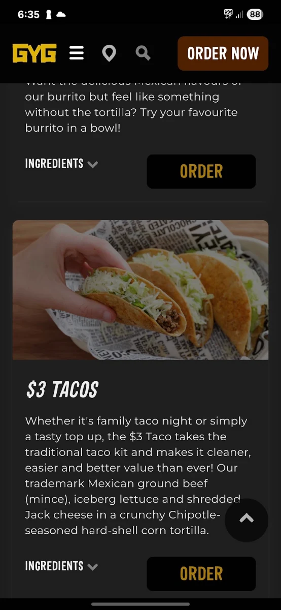 Menu, Guzman y Gomez - Broadway