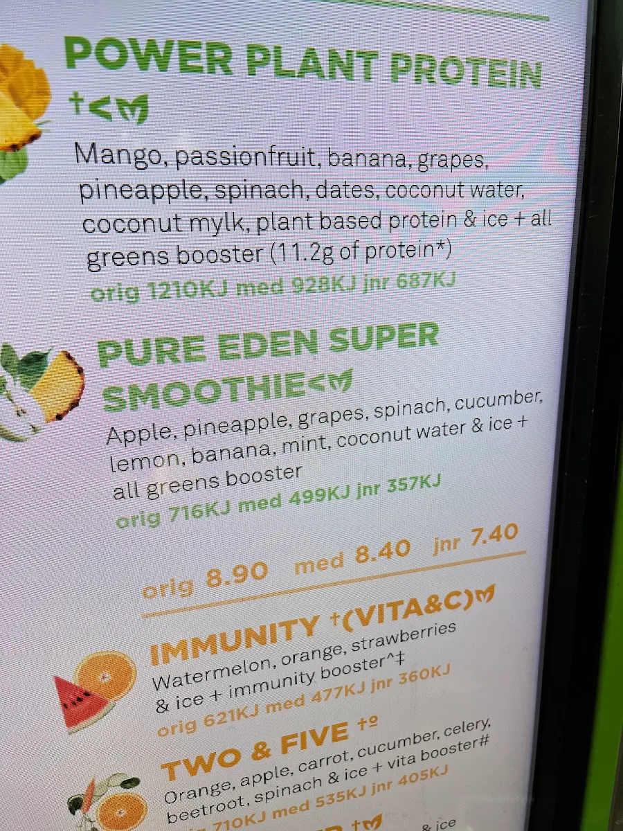 Menu, Boost Juice Coffs Harbour Plaza