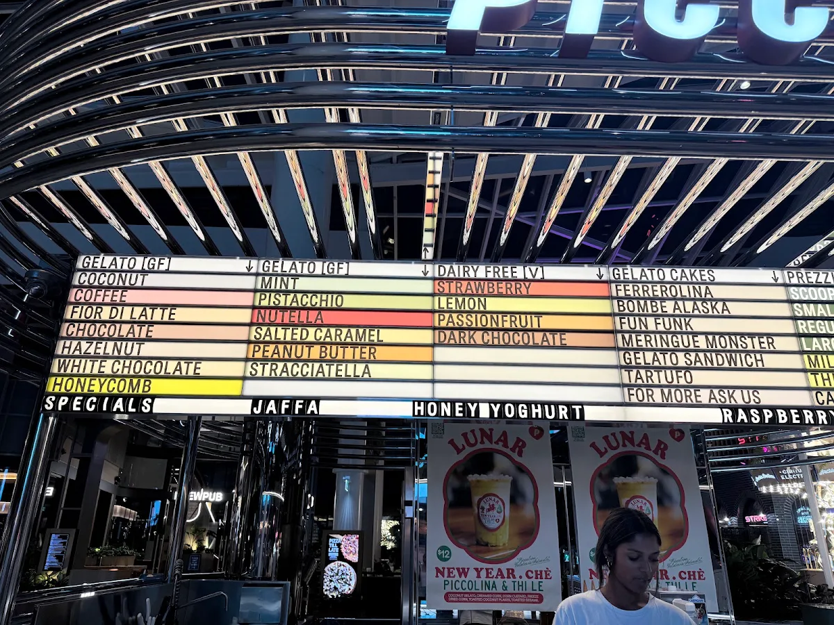 Menu, Piccolina Gelateria