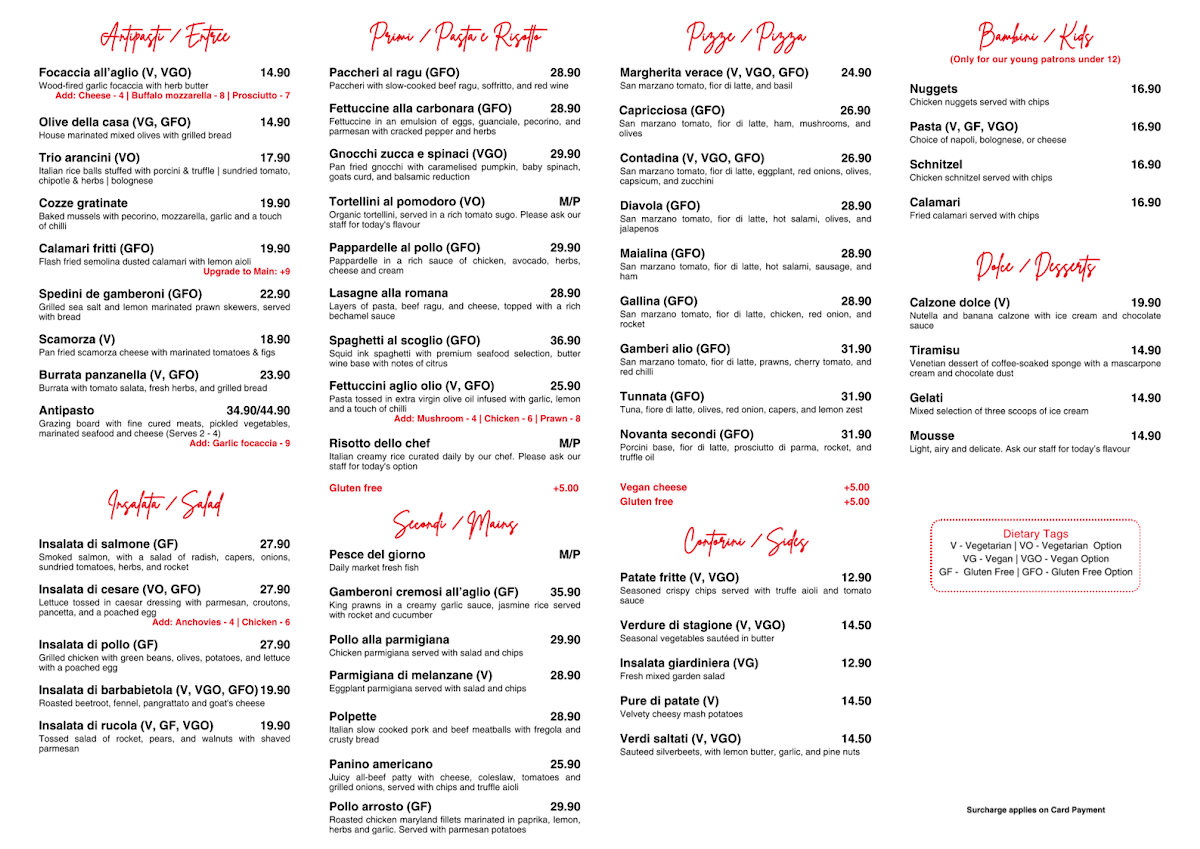 Menu, 90 Secondi