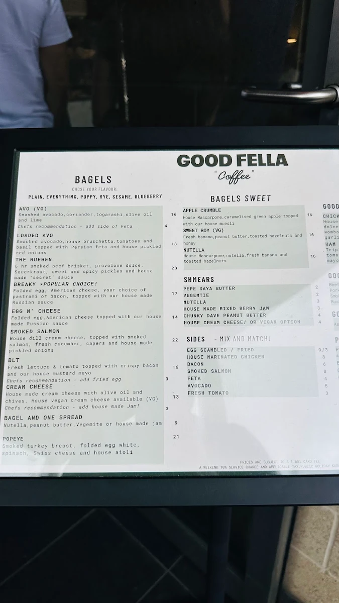 Menu, Good Fella Coffee