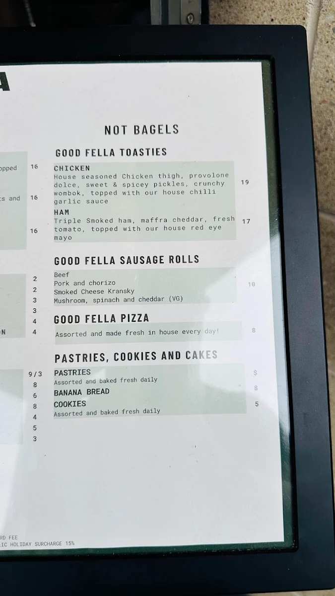 Menu, Good Fella Coffee