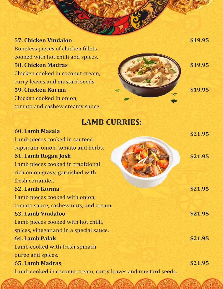 Menu, Masala Kitchen