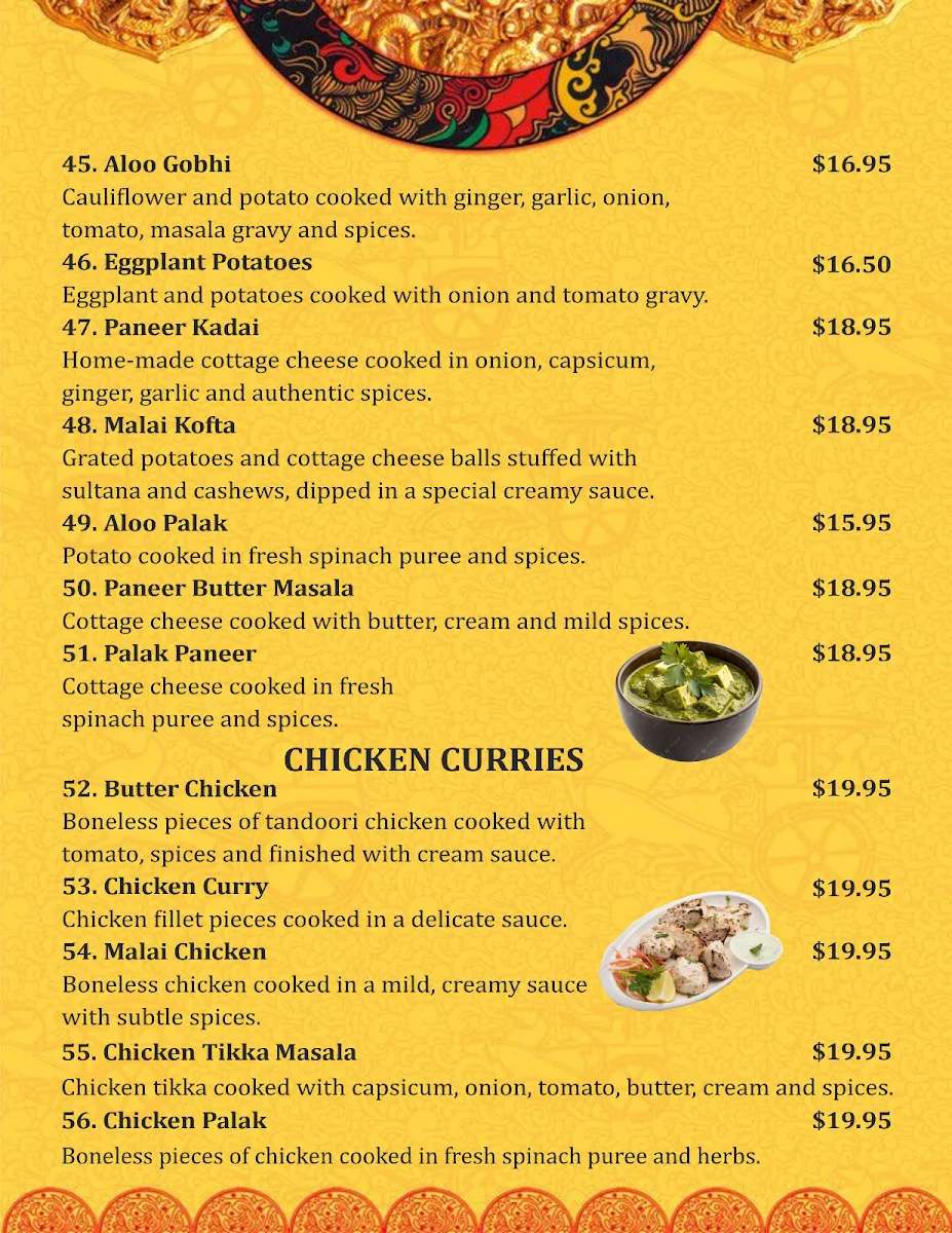 Menu, Masala Kitchen