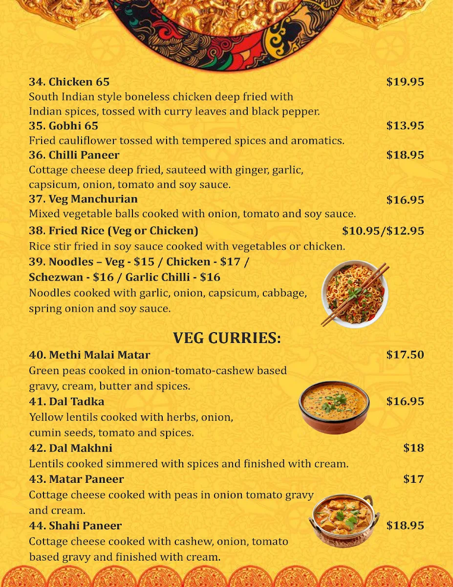 Menu, Masala Kitchen