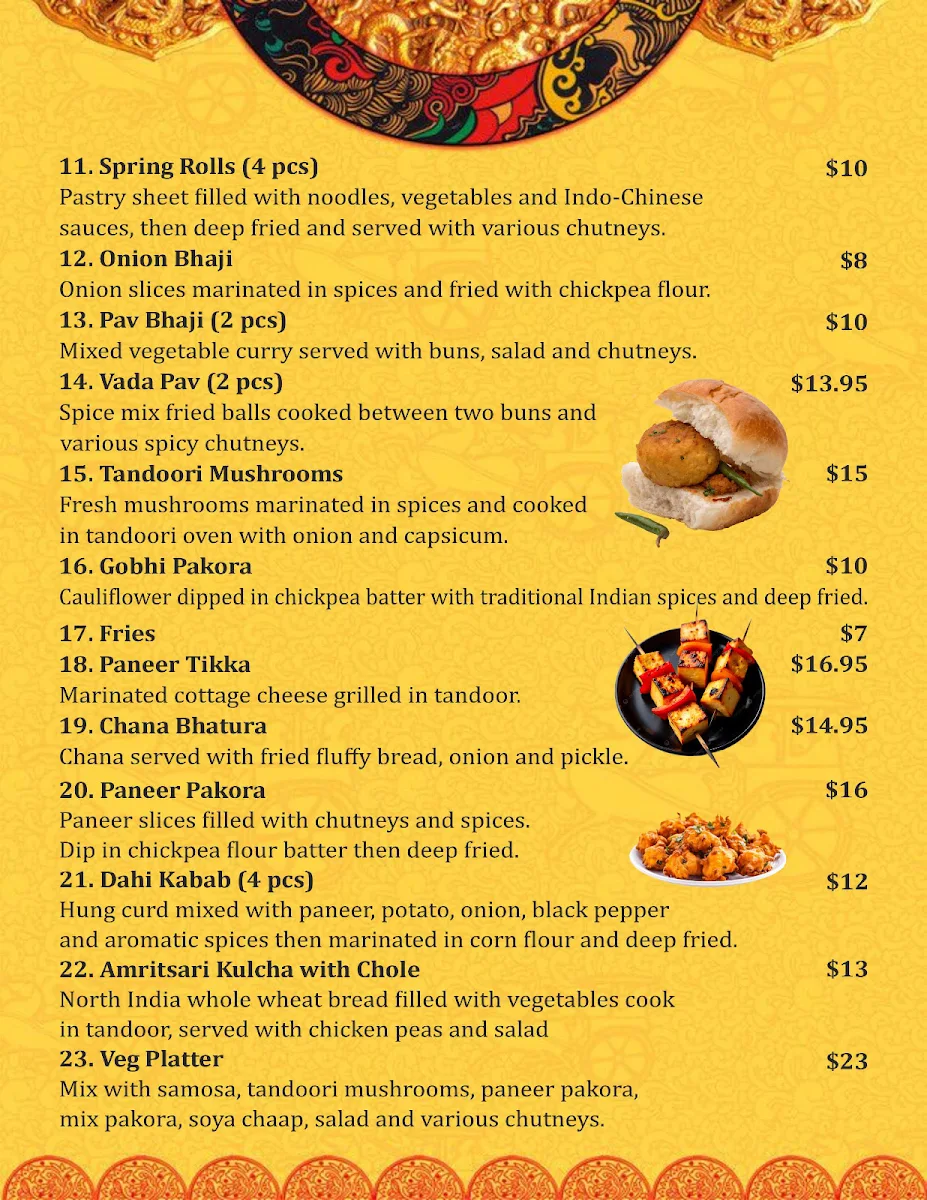 Menu, Masala Kitchen