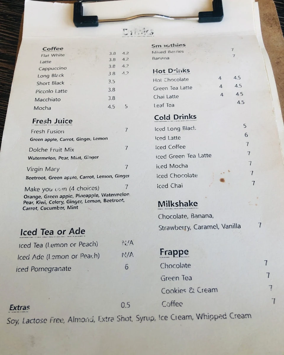 Menu, Cafe2617