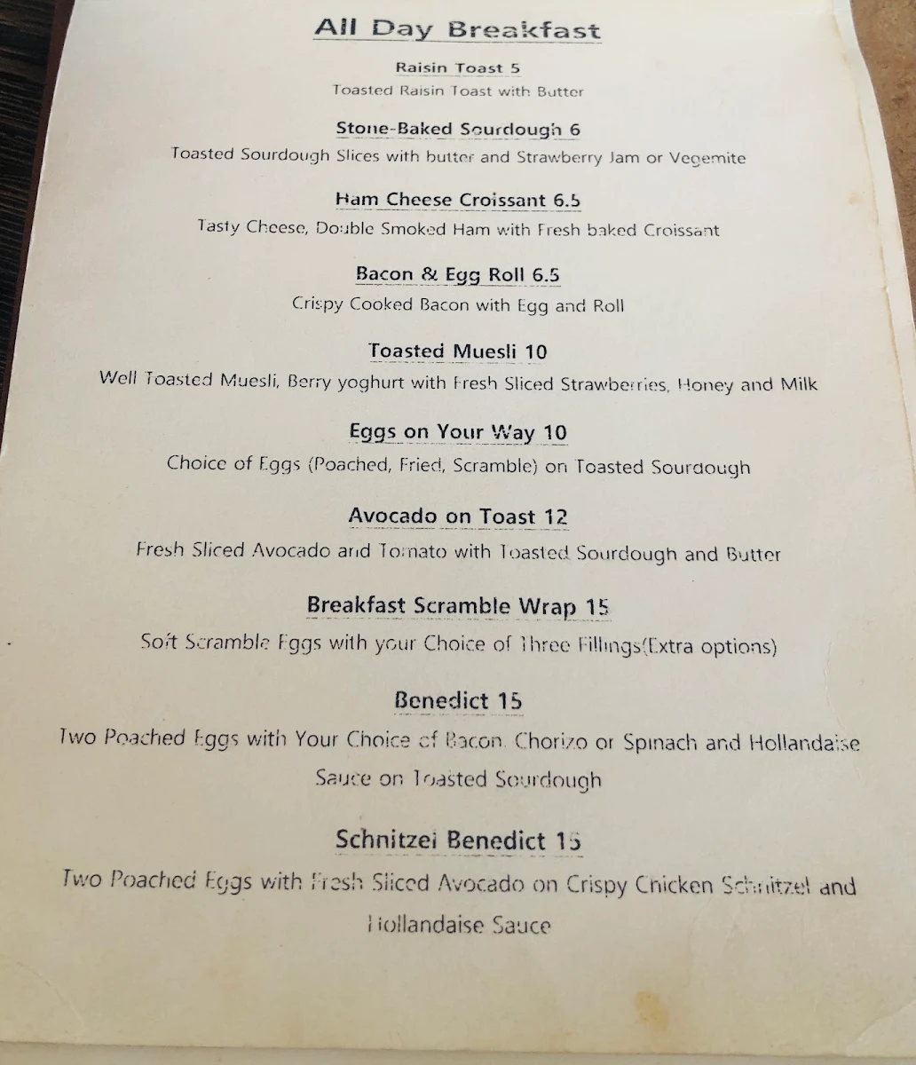 Menu, Cafe2617