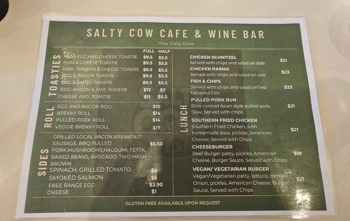 Menu, Salty Cow