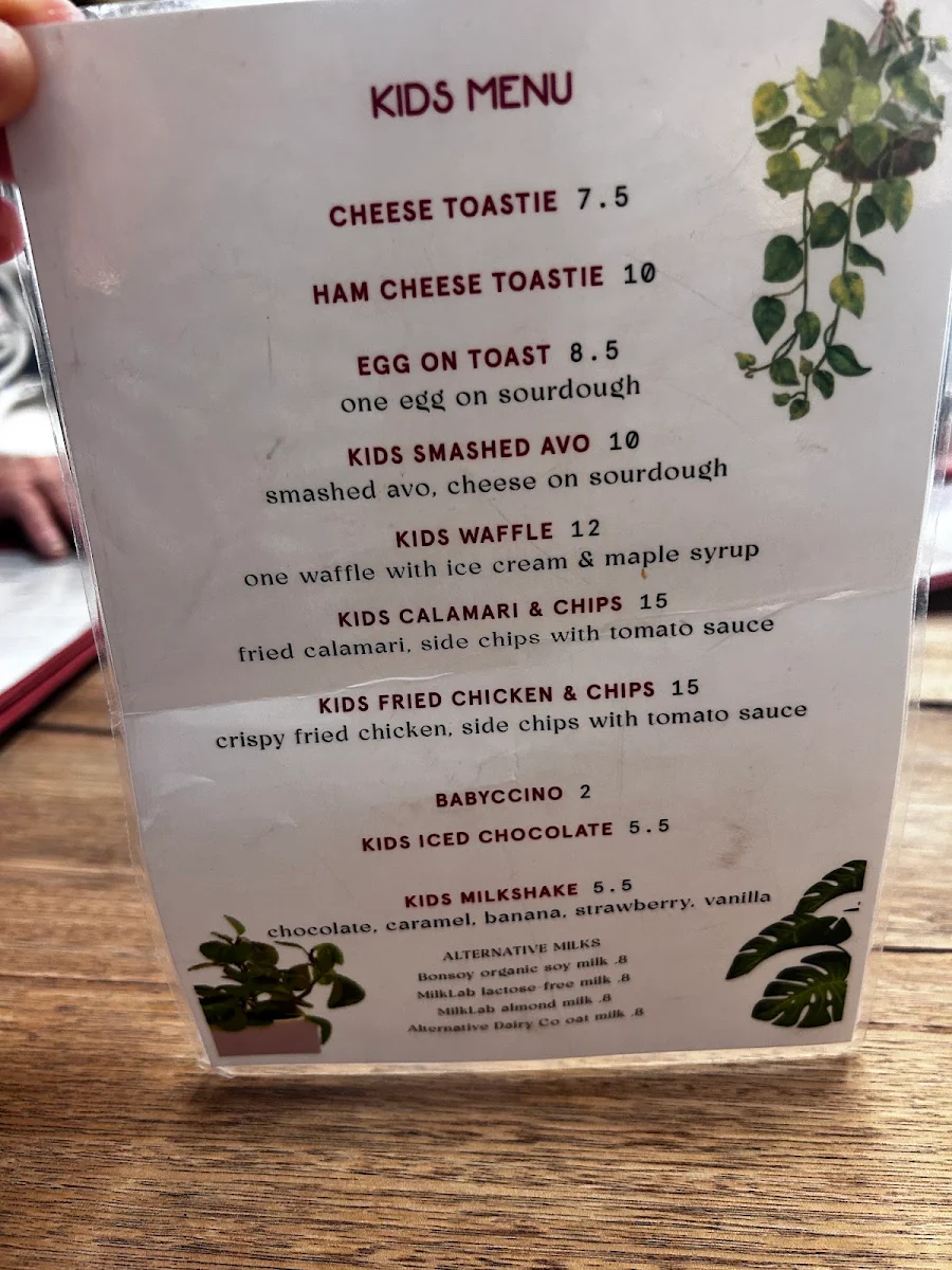 Menu, Mama Bear Cafe
