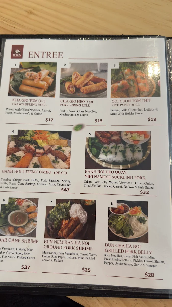 Menu, Saigon Bites Dining Inn