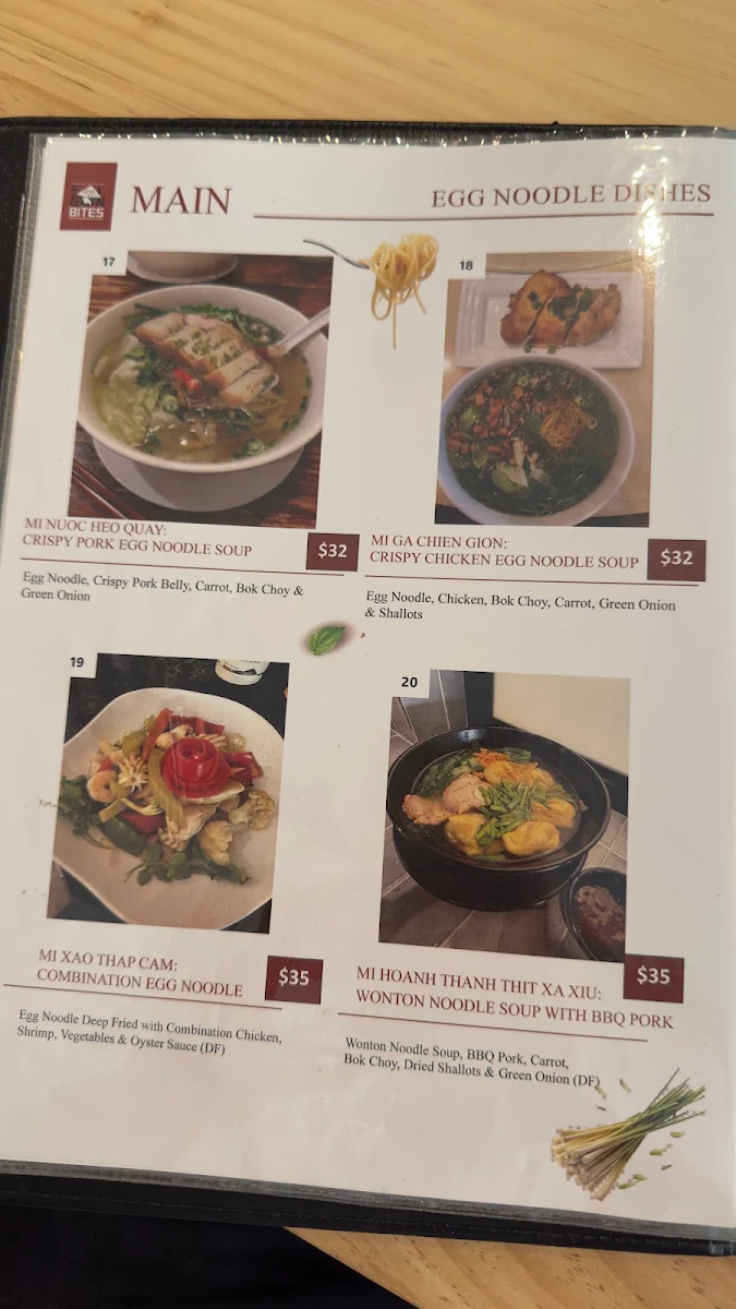 Menu, Saigon Bites Dining Inn