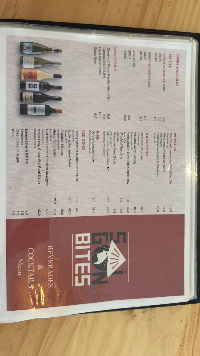 Menu, Saigon Bites Dining Inn