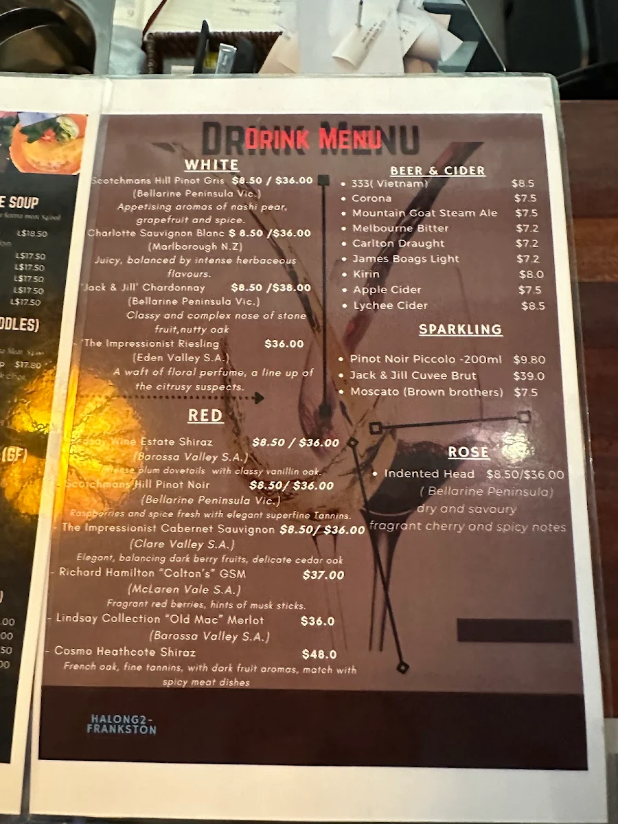 Menu, Halong2