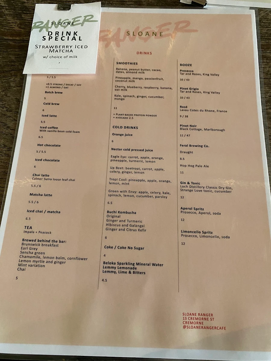 Menu, Sloane Ranger