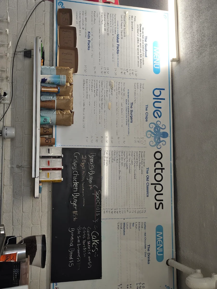 Menu, Blue Octopus Take Away